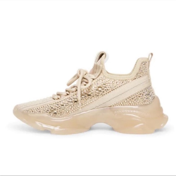 Steve Madden MAXIMA Blush Multi Textile Lace Up Sneakers with rhinestones NEW - Picture 1 of 11